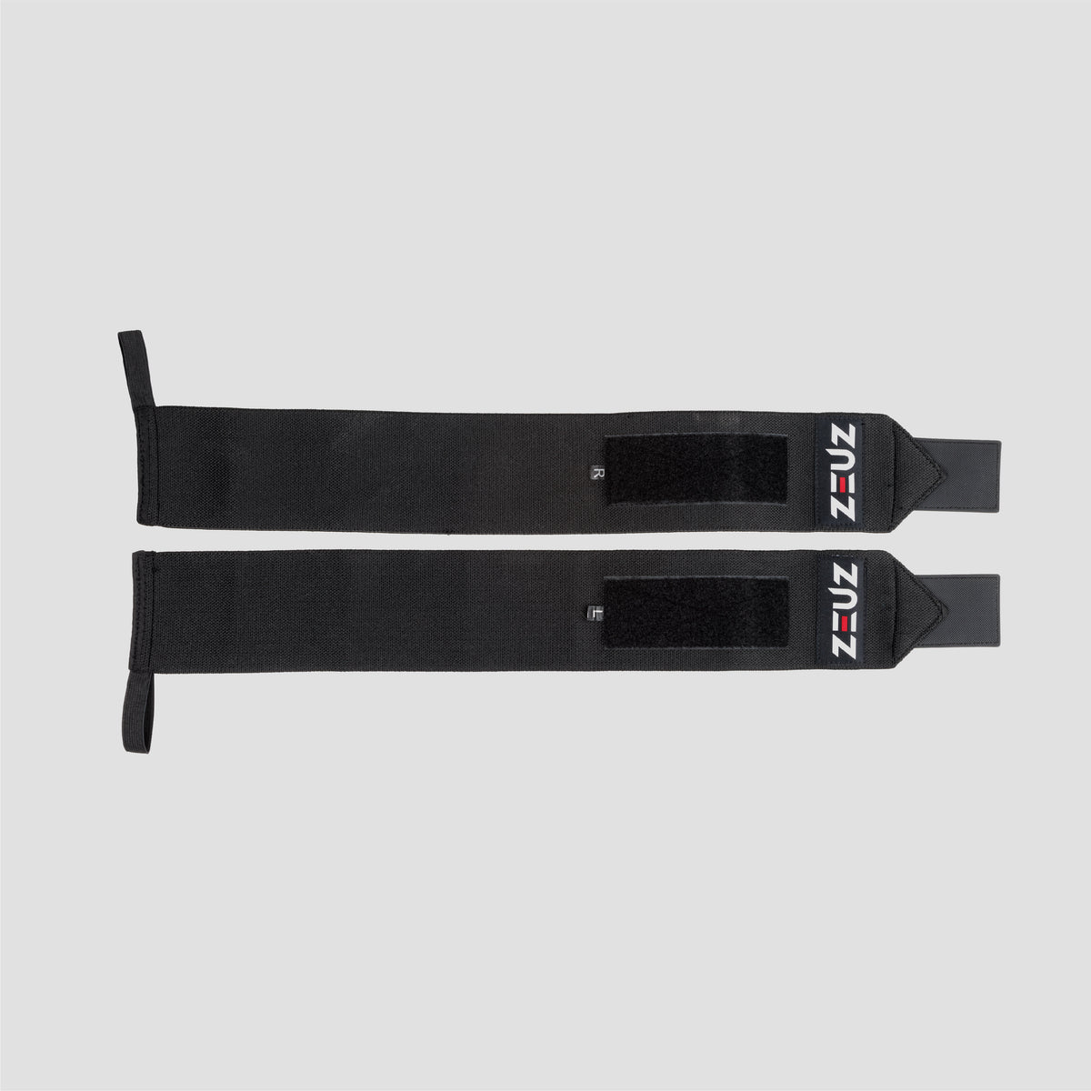 ZEUZ Wrist Wraps zwart – uitgerold om volledige lengte en structuur te tonen