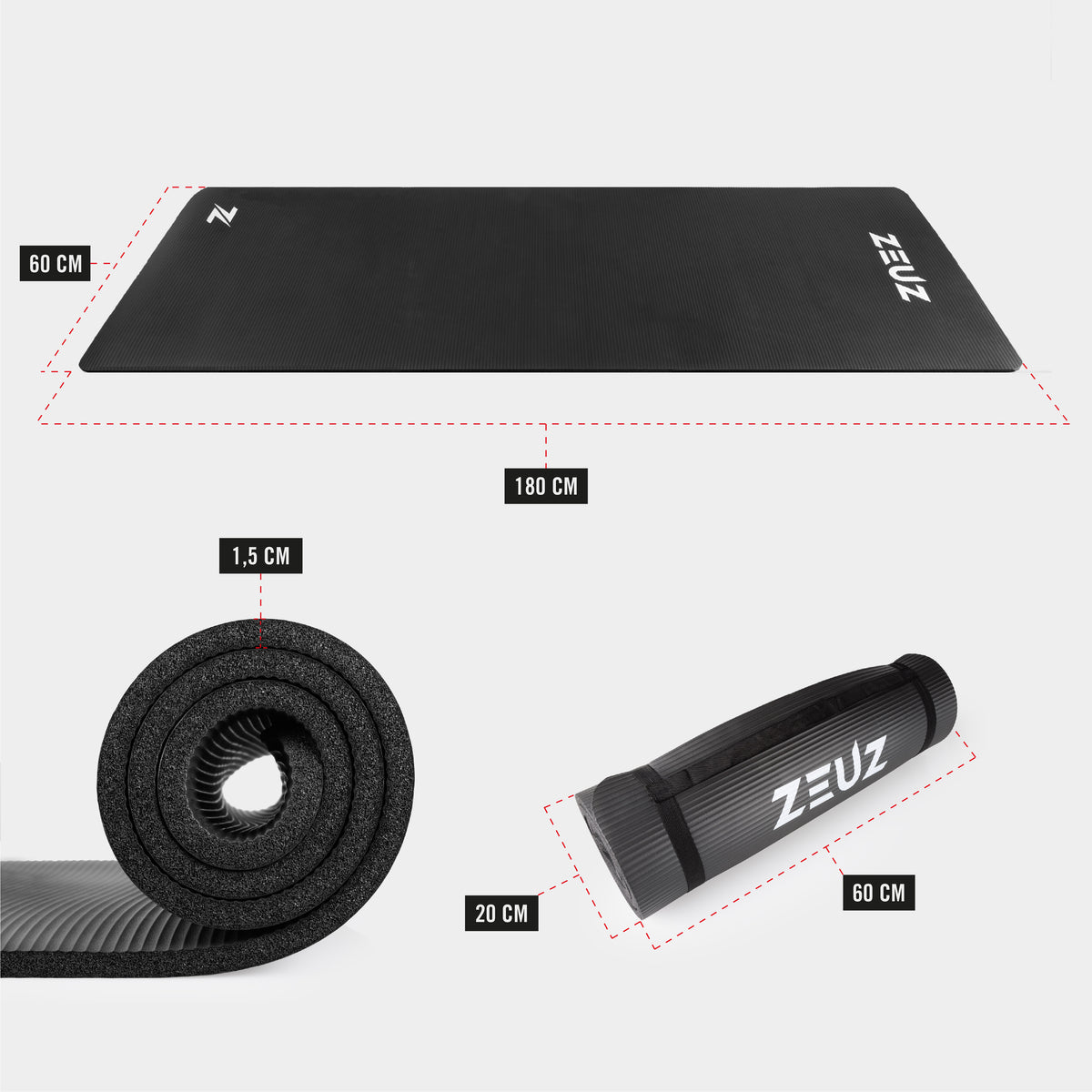 ZEUZ Yoga & Fitnessmat - 180 x 60 CM