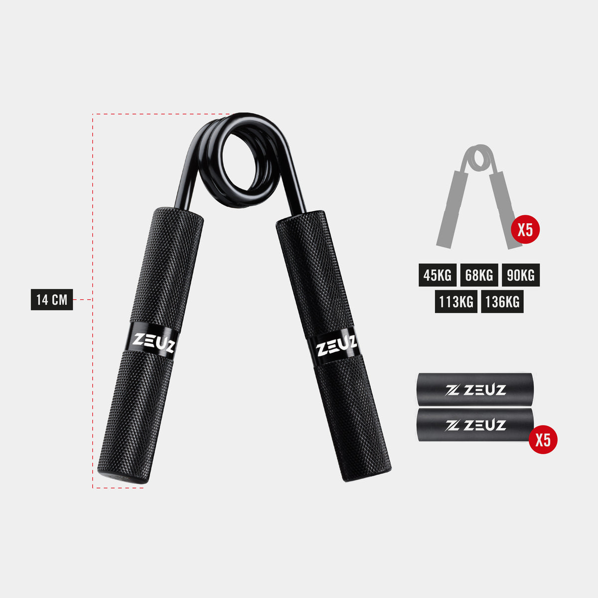 ZEUZ Handtrainer Set Metaal - 5-Delig