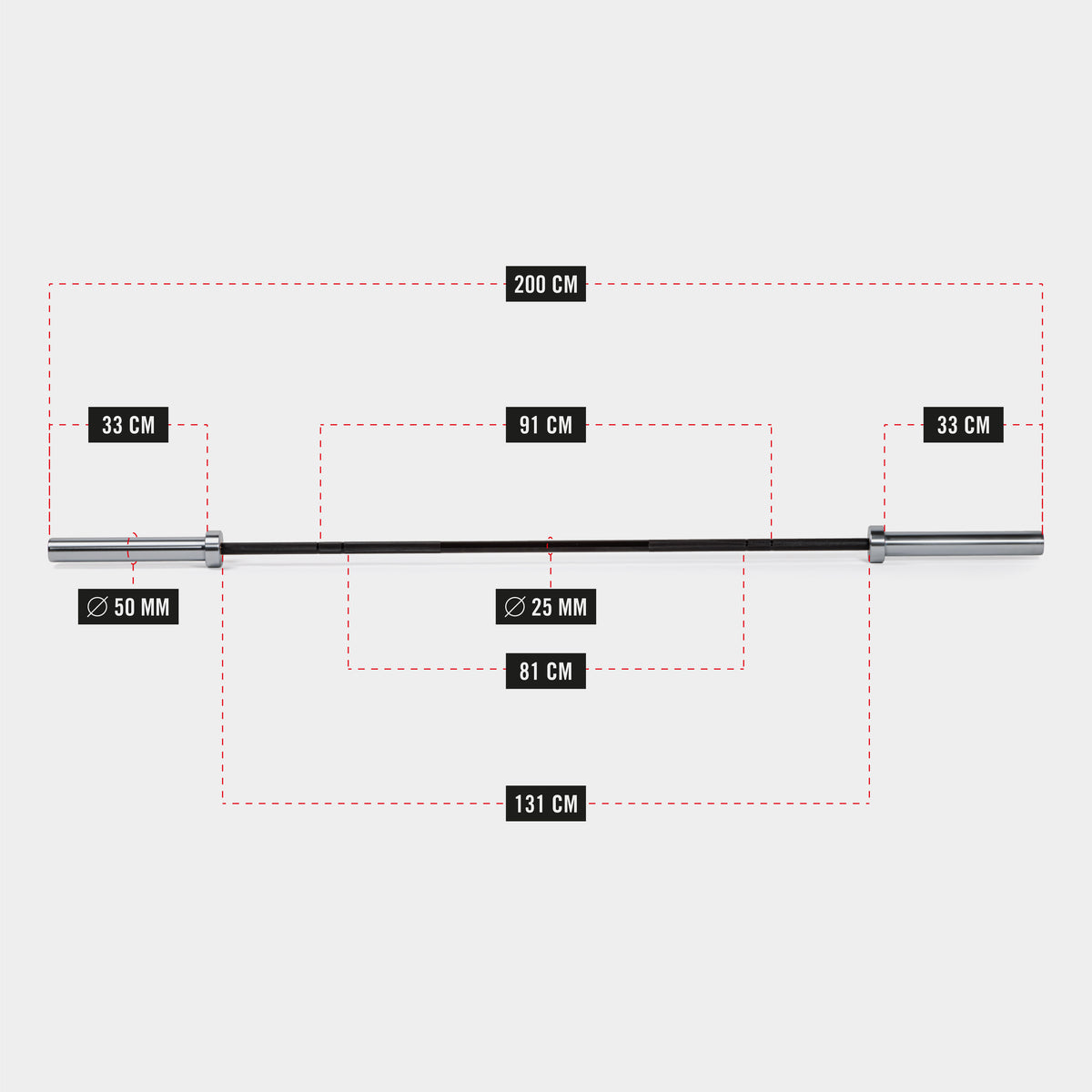 ZEUZ Olympische Halterstang - 15 KG - 200 CM
