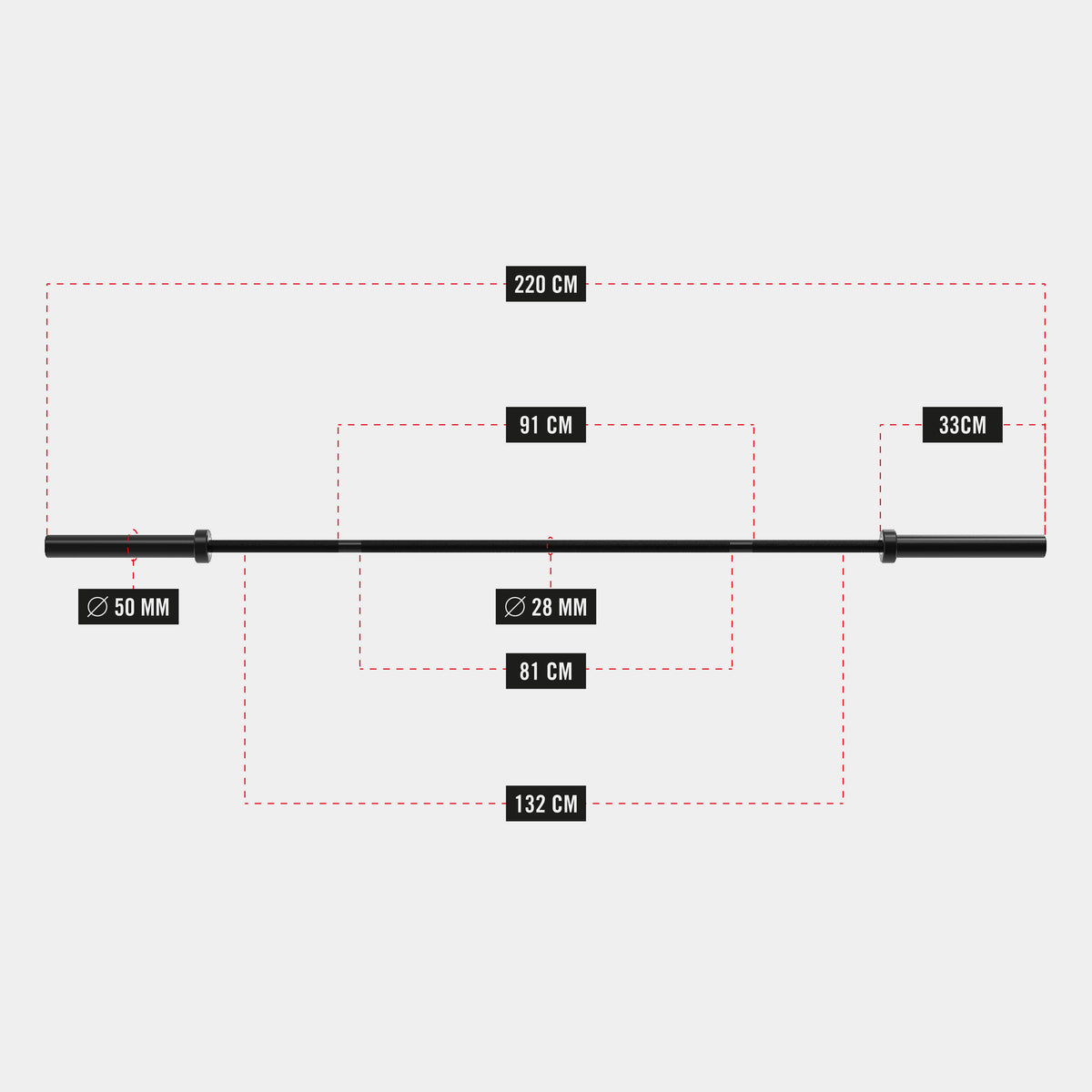 ZEUZ Barre Technique - 10 KG - 220 CM