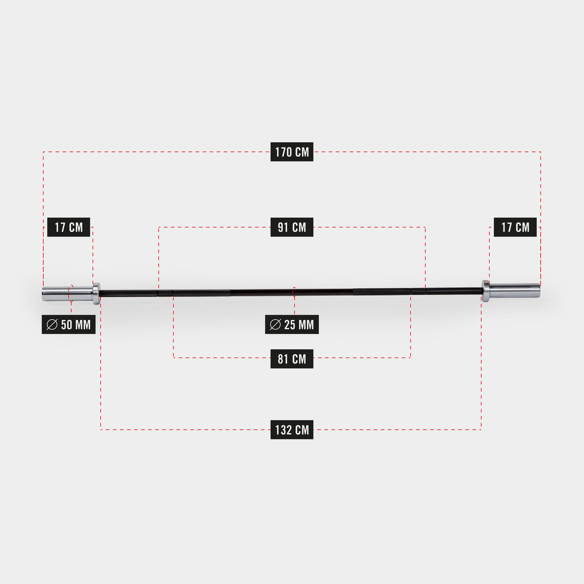 ZEUZ barre olympique - 10 KG - 170 CM