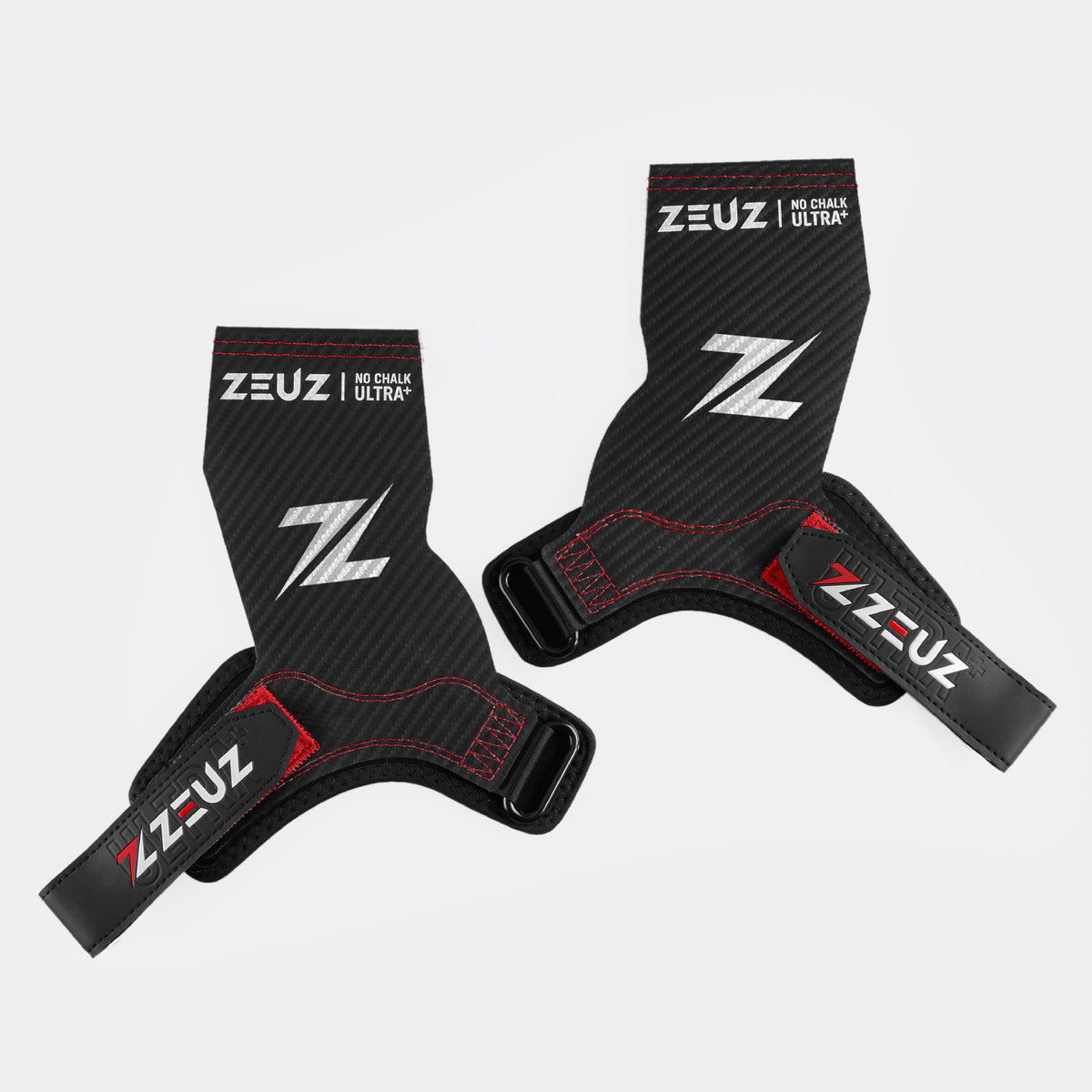 ZEUZ Ultra Plus No Chalk Fitness Grips - Rood – vernieuwde vorm voor optimaal comfort