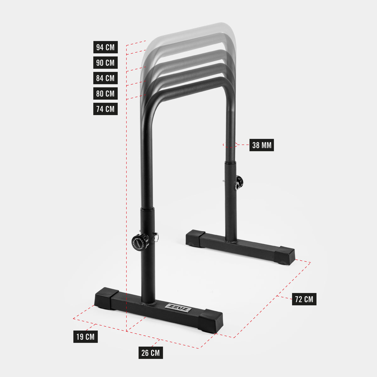 ZEUZ parallettes parallele regolabili in metallo - XL