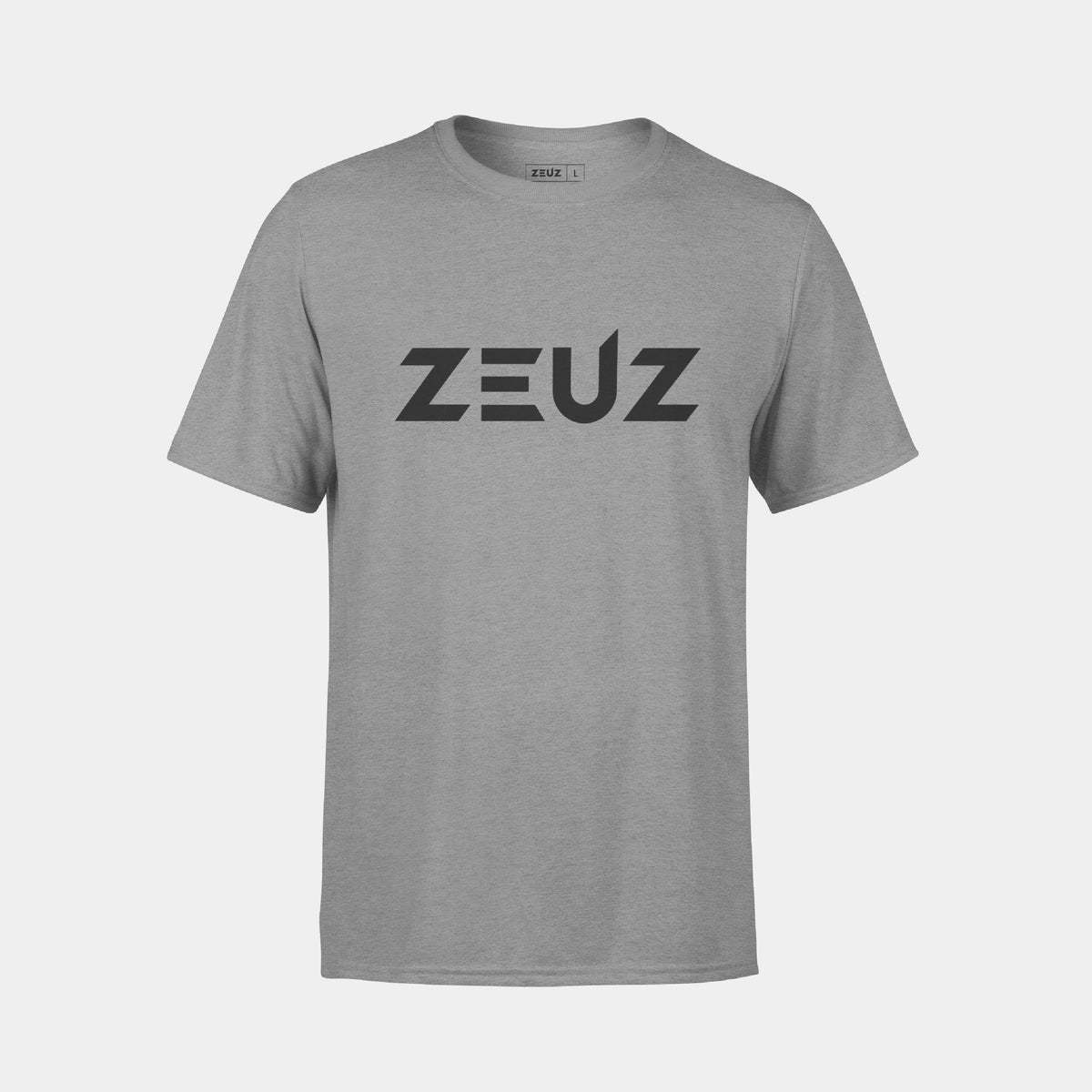 ZEUZ Basic T-shirt grijs met zwart logo – voorkant