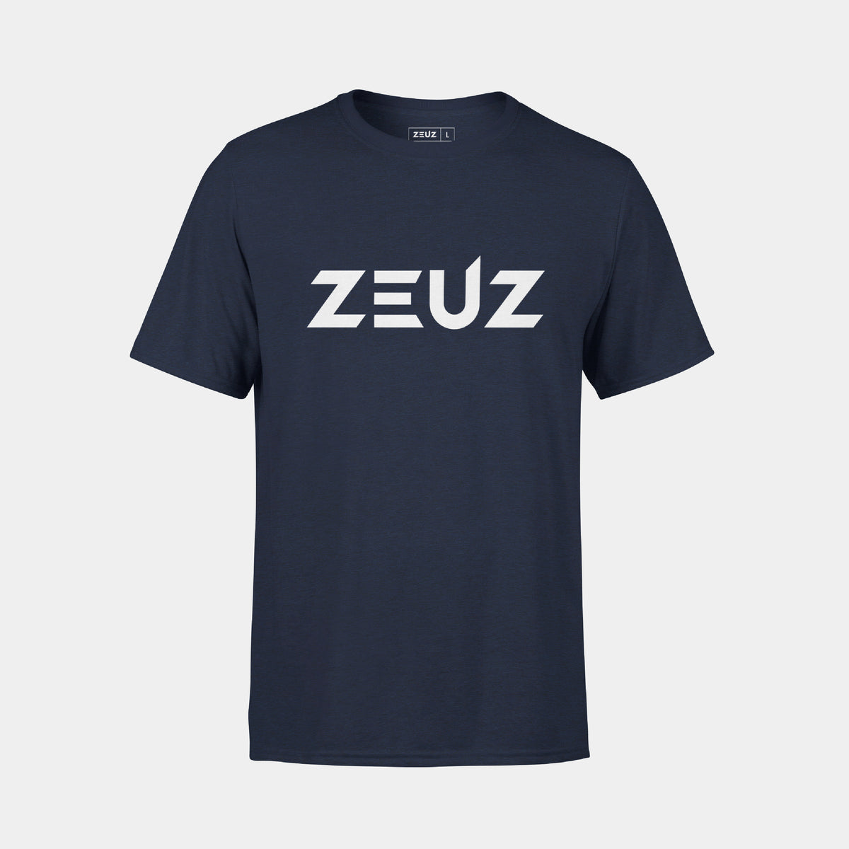 ZEUZ Basic T-shirt marineblauw met wit logo – voorkant	