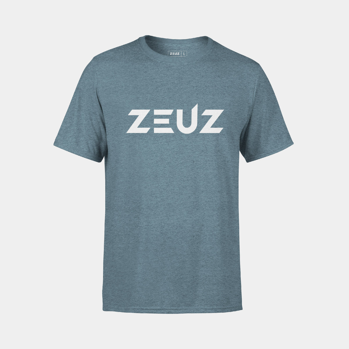 ZEUZ Basic T-shirt blauw met wit logo – voorkant	