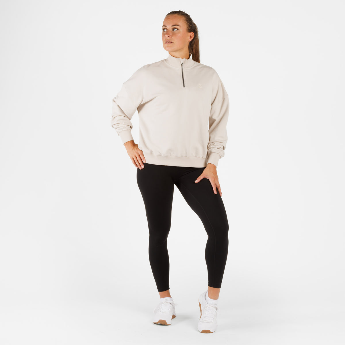 Suéter de comodidad extragrande ZEUZ con cremallera 1/4 - Damas