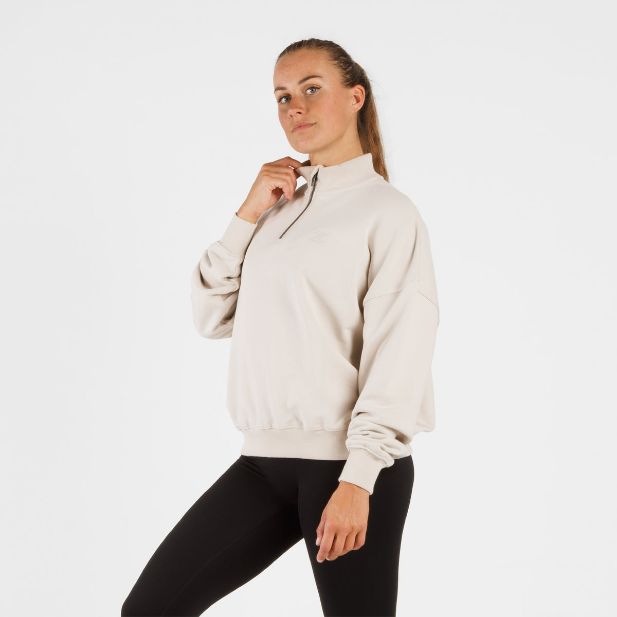 Suéter de comodidad extragrande ZEUZ con cremallera 1/4 - Damas
