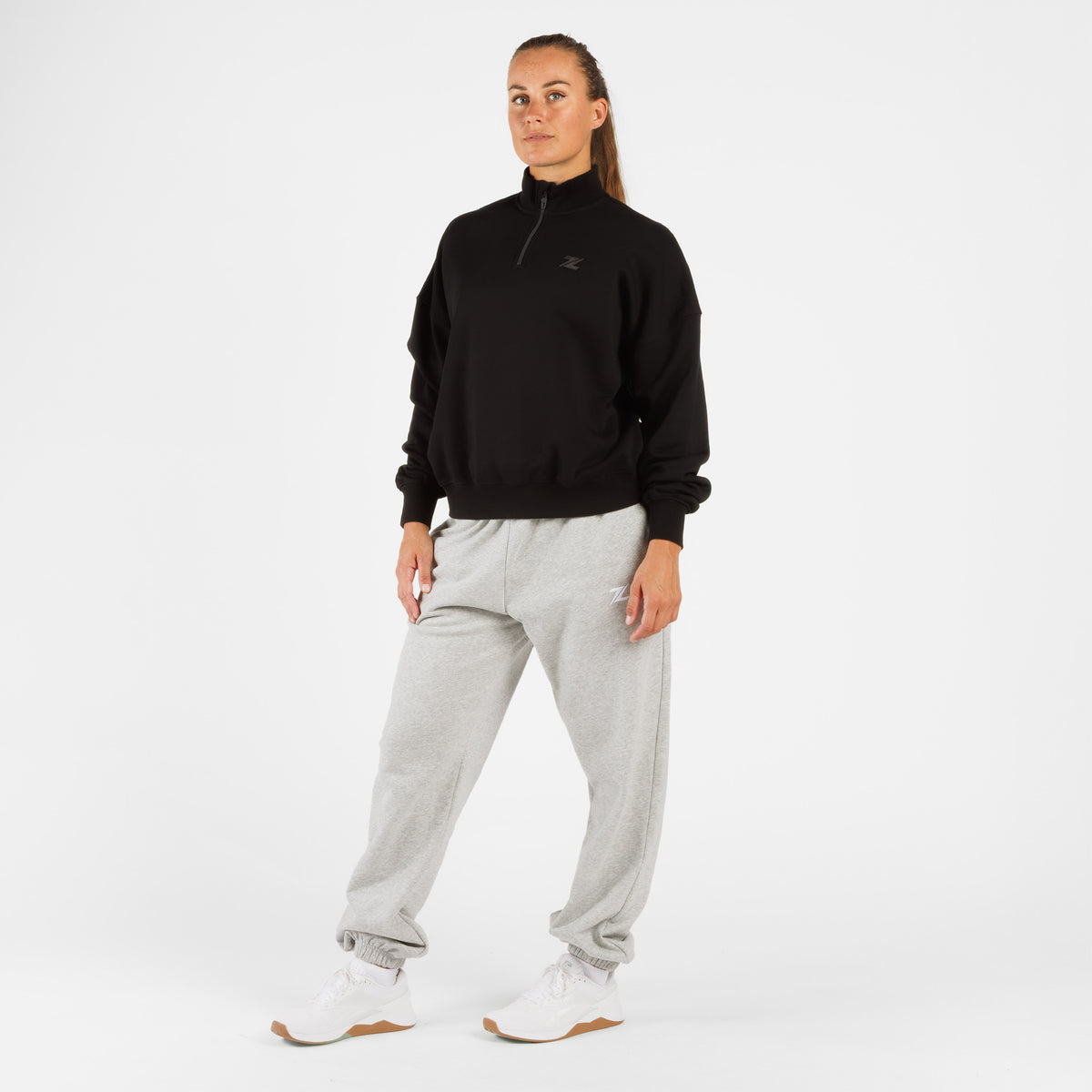Suéter de comodidad extragrande ZEUZ con cremallera 1/4 - Damas