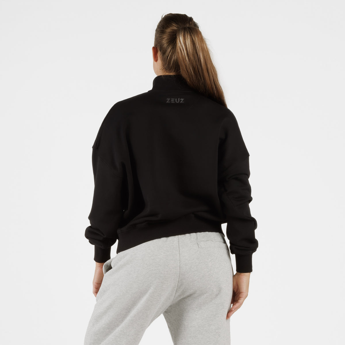 Suéter de comodidad extragrande ZEUZ con cremallera 1/4 - Damas